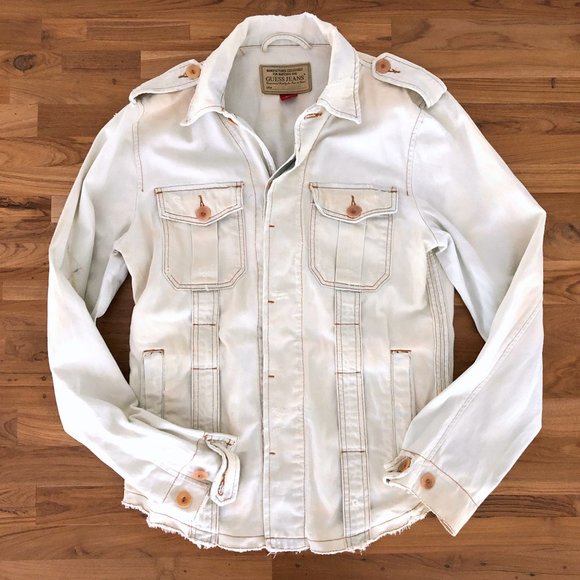 Guess Other - GUESS JEANS Men's Cream Grunge Jean Jacket Small